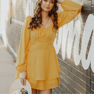 Long Sleeve Yellow Dress